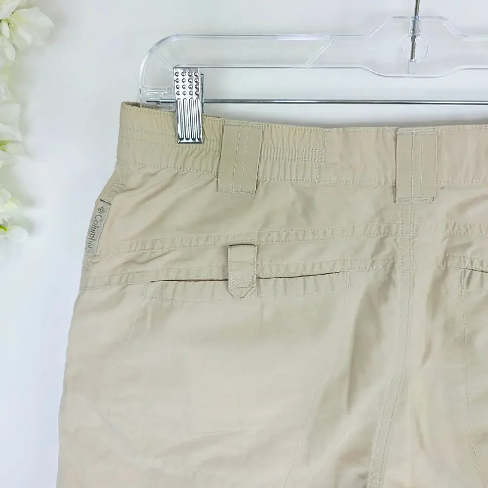 Columbia Cargo Shorts Women’s Size 10 Beige Khaki Hiking Utility Gorpcore